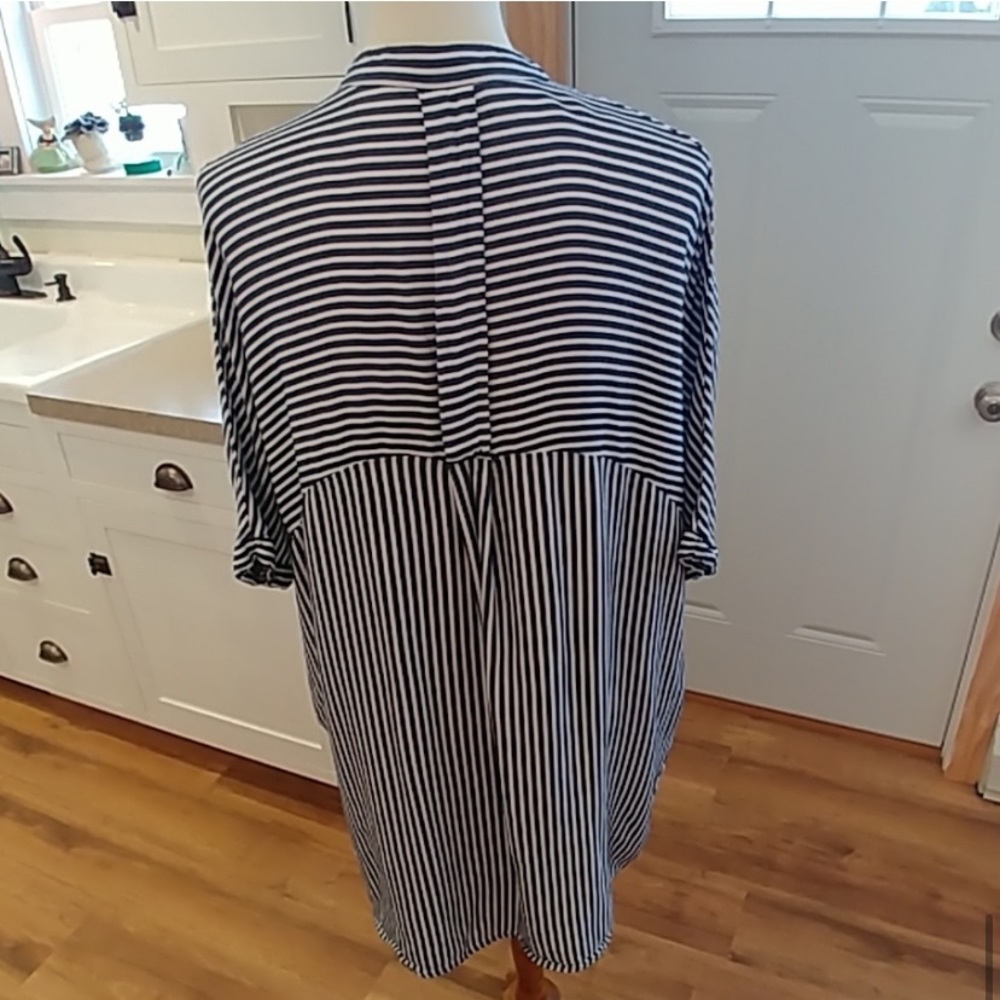 Zara Basic Blue White Striped Oversize Tunic Shirt - image 3